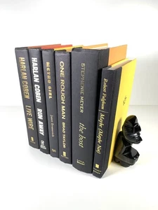 Lot of 6 BLACK HC Books Fall Colors Yellow Orange Staging Home Decor Design Prop - Picture 1 of 11