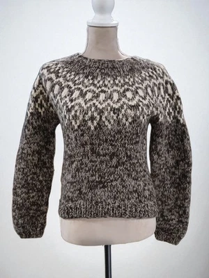 Suéter mediano tejido a mano de colección 100 % lana de cordero Fair Isle American Eagle para mujer Foto 1 de 4