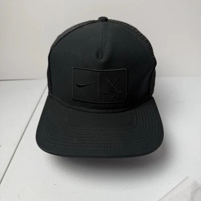 Nike Golf Snapback Trucker Hat Black One Size Adjustable Embroidered Mesh Back - Image 1 of 4
