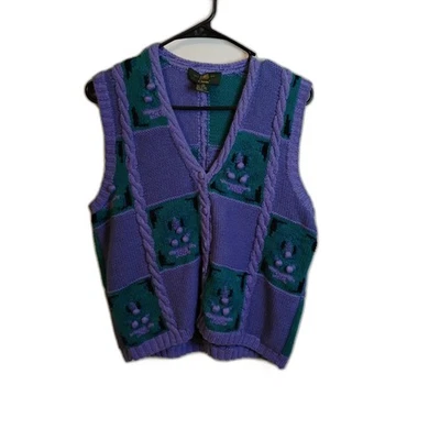 ORVIS Vintage Grandmacore Patchwork Cable Tejido Suéter Chaleco Mujer Talla Med Foto 1 de 4