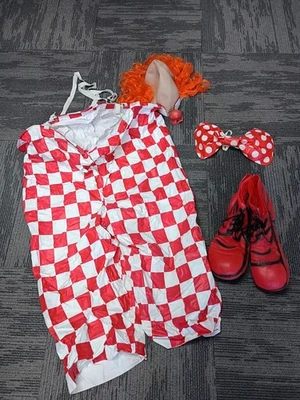 Fantasia de palhaço vintage palhaço adulto, sapatos, máscara, fantasia, arco Halloween exclusivo - Imagem 1 de 4