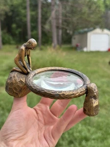Epic Bausch & Lomb Art Deco Bronze Akt Dame Lupe Schreibtisch Lesegerät - Bild 1 von 12