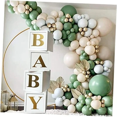 Cajas Globo Bebé Decoraciones Baby Shower Bloques con 30 Letras para Niño Blanco Foto 1 de 4