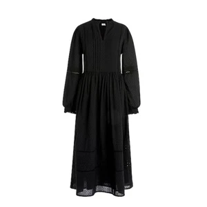 J. Crew Black Pintuck Midi Dress in Clipdot Swiss Dot Size M Modest Milkmaid NEW - Bild 1 von 18