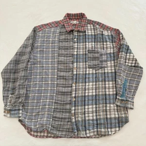 VTG 80s Citron Mens Made in USA Boho Patchwork Flannel L/S Shirt Adult Medium - Picture 1 of 12