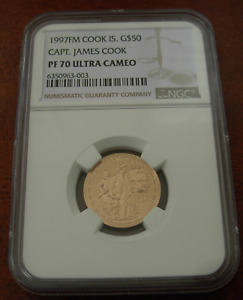 Cook Islands 1997 Gold $50 NGC PF70UC Captain James Cook