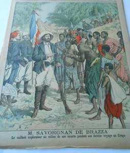 1905 Savorgnan de Brazza dernier voyage au Congo Illustration Gravure - Picture 1 of 1