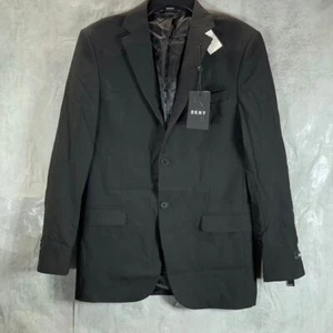 DKNY Men's Solid Black Modern-Fit Stretch Two-Button Suit Jacket SZ 38R - Picture 1 of 10