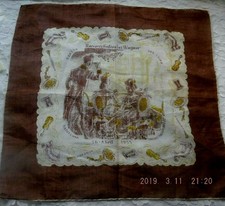 Vintage - 1950's Spain Handkerchief Hankie - Musical Wagner Opera Brown Yellow