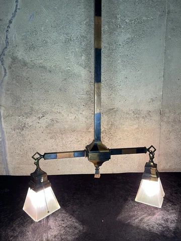 Antique Chandelier Light Fixture Copper Oxide Finish 2-Socket -Rewired Cover