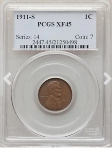 1911 S Lincoln Penny PCGS XF45 Great Detail - Picture 1 of 2