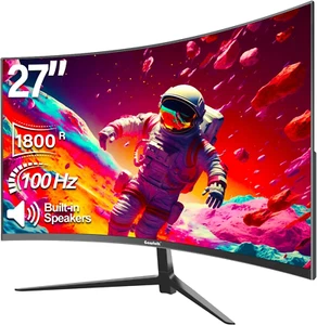 27 Pollici 100Hz Curvo Gaming Monitor, Full HD 1080P Da PC Schermo,Speaker Integ - Foto 1 di 12