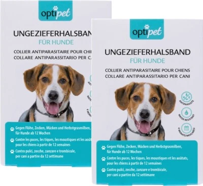 Optipet 2x Ungezieferhalsband Hunde gegen Flöhe Zeckenhalsband Mücken Milben