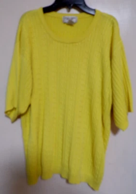 SU25 CASUAL ESQUINA MUJER MUJER AMARILLO SUÉTER MANGA CORTA TALLA GRANDE 2X Foto 1 de 4