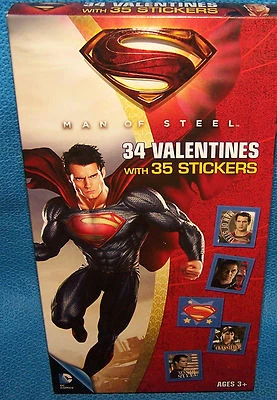 Tarjetas de San Valentín (Caja de 34) Superman Hombre de Acero con Pegatinas Foto 1 de 2