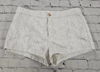 Abercrombie & FItch Ivory Shorts  Silver Metallic Floral Design WOMENS SIZE 4 - Image 1 of 4