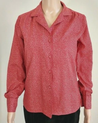 Blusa Josephine vintage años 70 manga larga abotonada, óxido con puntos, talla 8 Foto 1 de 4