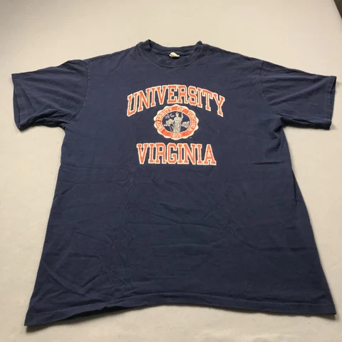 VINTAGE Virginia Cavaliers Shirt Mens 2XL XXL Blue Single Stitch NCAA Logo 90s Cover