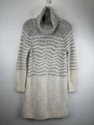 Anthropologie Sleeping On Snow 毛衣连衣裙女式超小号羊毛羊驼帽 — 第 1/4 张图片