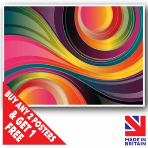 Abstract Geometric Shapes Wall Art Poster Print A3 A4 A5 Sizes Laminated #03 - Imagen 1 de 2