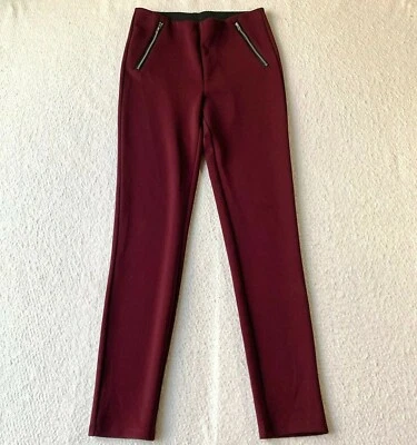 Forever 21 Talla Grande Pull On Pantalones Ajustados Leggings Borgoña Cremalleras Decorativas Foto 1 de 4