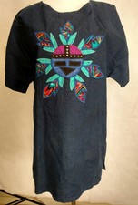 Alfredo's Wife Ltd Small Blue Denim Raglan Sleeve Tunic Blouse Made in Usa