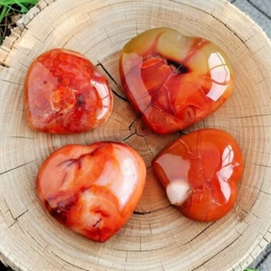 Natural Carnelian Heart Agate Gemstone Healing Carved Crystal Palmstone Gifts - Picture 1 of 8