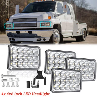 4PCS 4x6'' LED Headlights H4 For 2003-2009 Chevrolet C4500 C5500 C7500 Kodiak - Imagem 1 de 4