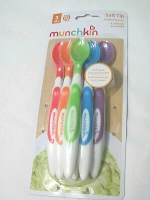 NUEVO JUEGO DE 6 PUNTAS SUAVES MUNCHKIN 3 MESES+ DIFF. CUCHARAS INFANTILES DE COLORES (SIN BPA) Foto 1 de 3