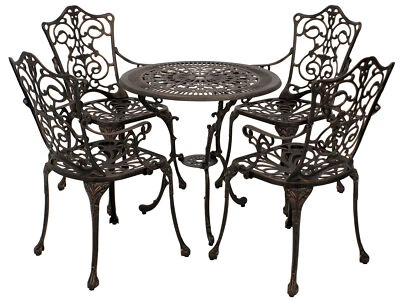 Sitzgruppe Gartenset Gartenmöbel Gartengarnitur LUGANO 5-teilig Alu Metall braun - Bild 1 von 4