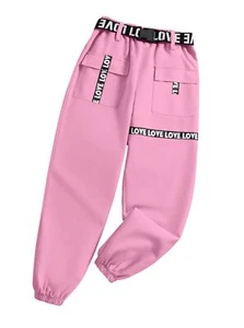 Girls Cargo Pants Hip Hop Dance Pants Graphic Elastic Waist Jogger Pants with... - Picture 1 of 6