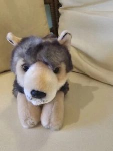 Peluche Miyoni Husky Siberiano 18" Gris/Bronceado Perro Lobo Realista Cachorro de Alaska por Aurora - Imagen 1 de 4