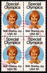 US Stamp Scott # 1788 Postally Used Block of 4 - 15 Cents Special Olympics Issue - Picture 1 of 1
