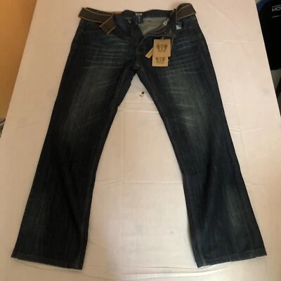 Pantalones de mezclilla FUSAI para hombre 1997 pierna recta 38 x 32 bolsillos bordados usados en excelente estado Foto 1 de 4