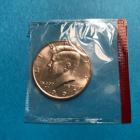 1992 D Kennedy Half Dollar UNC In Mint Cello  FREE SHIP Cover