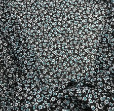 Chiffon Fabric - Teal Blue & Black Floral 1/3 yard remnant