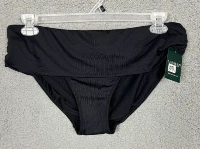 Ralph Lauren Beach Club Sólidos Anchos Fruncidos Bandas Hipster Parte Inferior Negra 16 Nueva Con Etiquetas Foto 1 de 4