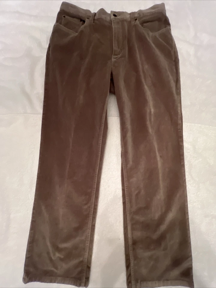 L.L. Pantalones de terciopelo Bean para mujer 14 Petite beige suave algodón spandex elástico Foto 1 de 4