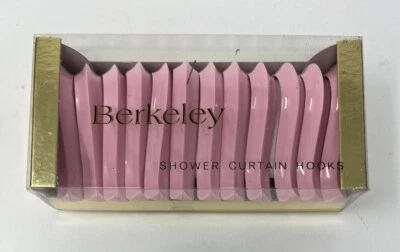 Vintage Retro Shower Curtain Hooks 12 Hard Plastic Pink Berkeley New Old Stock - Image 1 of 3