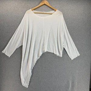 Comfy USA Womens Size Large Asymmetric White Top USA Cotton Blend Loose Fit - Picture 1 of 9