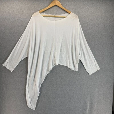 Cómodo Top Blanco Asimétrico Talla Grande EE. UU. Mezcla de Algodón Calce Suelto Foto 1 de 4
