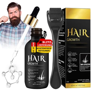 Bartwuchsmittel Wachstum Set Bartwuchs Bartroller Beard Bartöl Bart Growth Kit - Bild 1 von 9