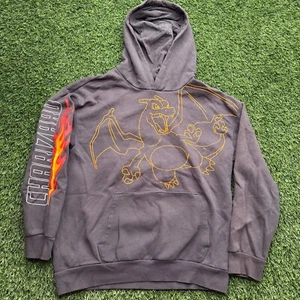 Pokemon Charizard Hoodie Youth Kids Boys Large L Gray AOP Graphic - Picture 1 of 8