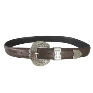 Kenneth Cole NY Womens Small Brown Leather Western Silver Western Belt 30" - Picture 1 of 10
