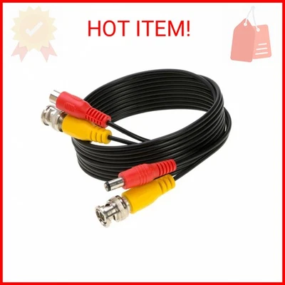 10FT Black Premade BNC Video Power Cable Extension Wire for CCTV, Security Camer - Image 1 of 2