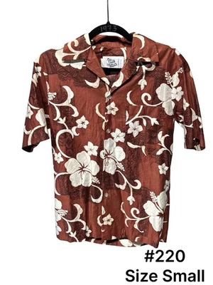 Camisa Hawaiana Botón De Colección Hilo Hattie Para Hombre Pequeña. Floral Marrón Foto 1 de 4