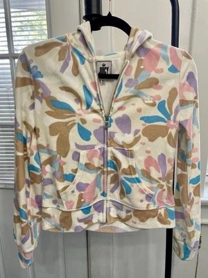 Jaqueta de treino Juicy Couture estilo Y2K veludo floral flores pastel tamanho XS - Imagem 1 de 4