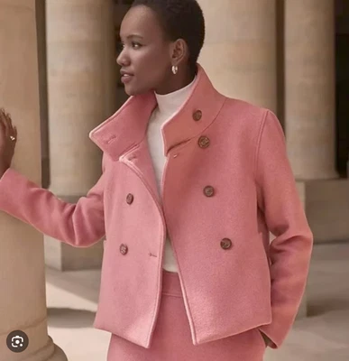 NUEVO ABRIGO CHAQUETÓN ANN TAYLOR LOFT ROSA RUBÍ MEZCLA LANA DOBLE BOTONADURA TALLA 16 Foto 1 de 4