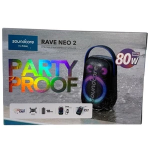 New Soundcore Rave Neo 2 party Speaker Lightshow 80W Bluetooth - Picture 1 of 3