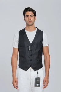 $1280 GIORGIO ARMANI Black Label Vest WOOL CASHMERE Blue Midnight 36 US / 46 EU - Picture 1 of 5